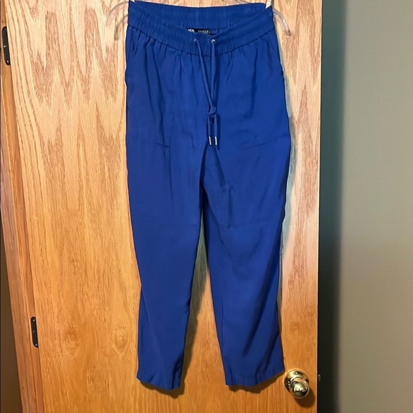 Zara Pants - Zara Blue Capris Relaxed Fit Cotton Blend